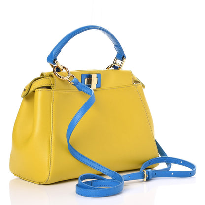Fendi Nappa Colorblock Mini Peekaboo Iconic Satchel Lime Blue Royal Latte 3 of 9