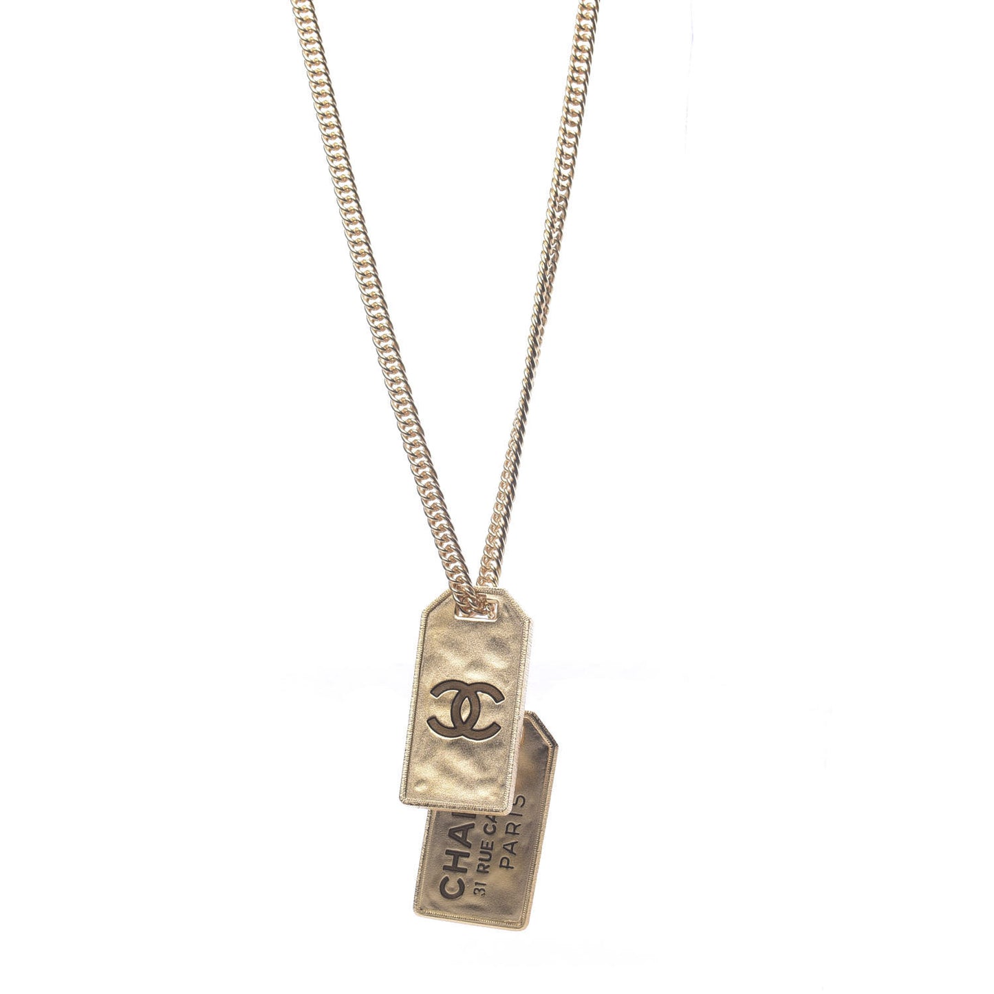 ID Dog Tag Charm Necklace Gold