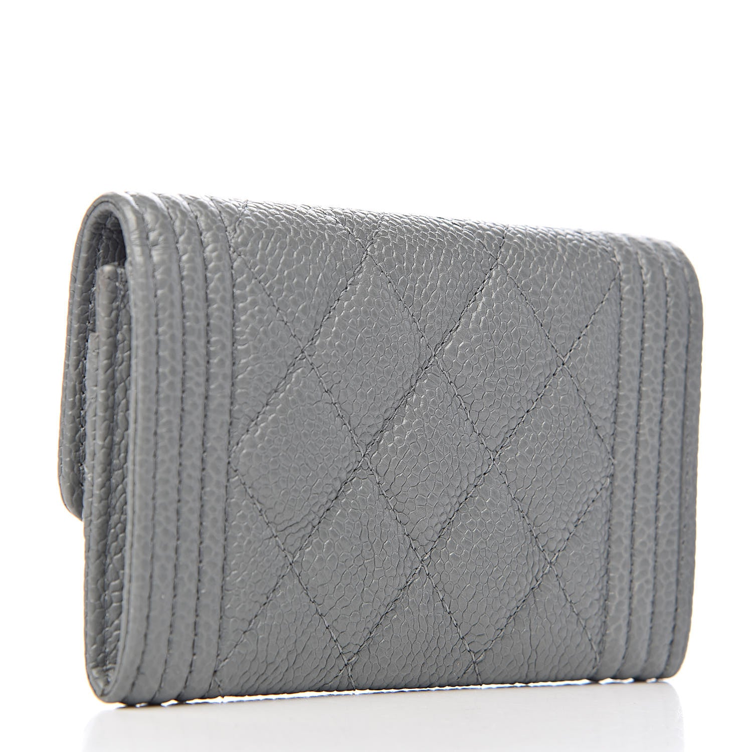 Chanel Caviar Quilted Boy Flap Card Holder Grey 3 of 9