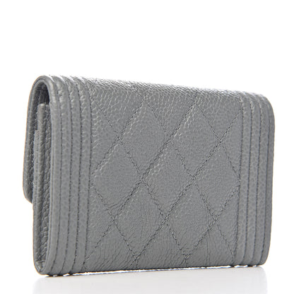 Chanel Caviar Quilted Boy Flap Card Holder Grey 3 of 9