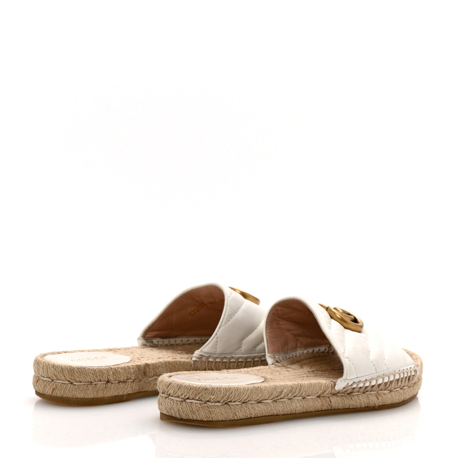 Gucci Nappa Matelasse GG Marmont Espadrille Slide Sandals 36.5 Great White 4 of 9