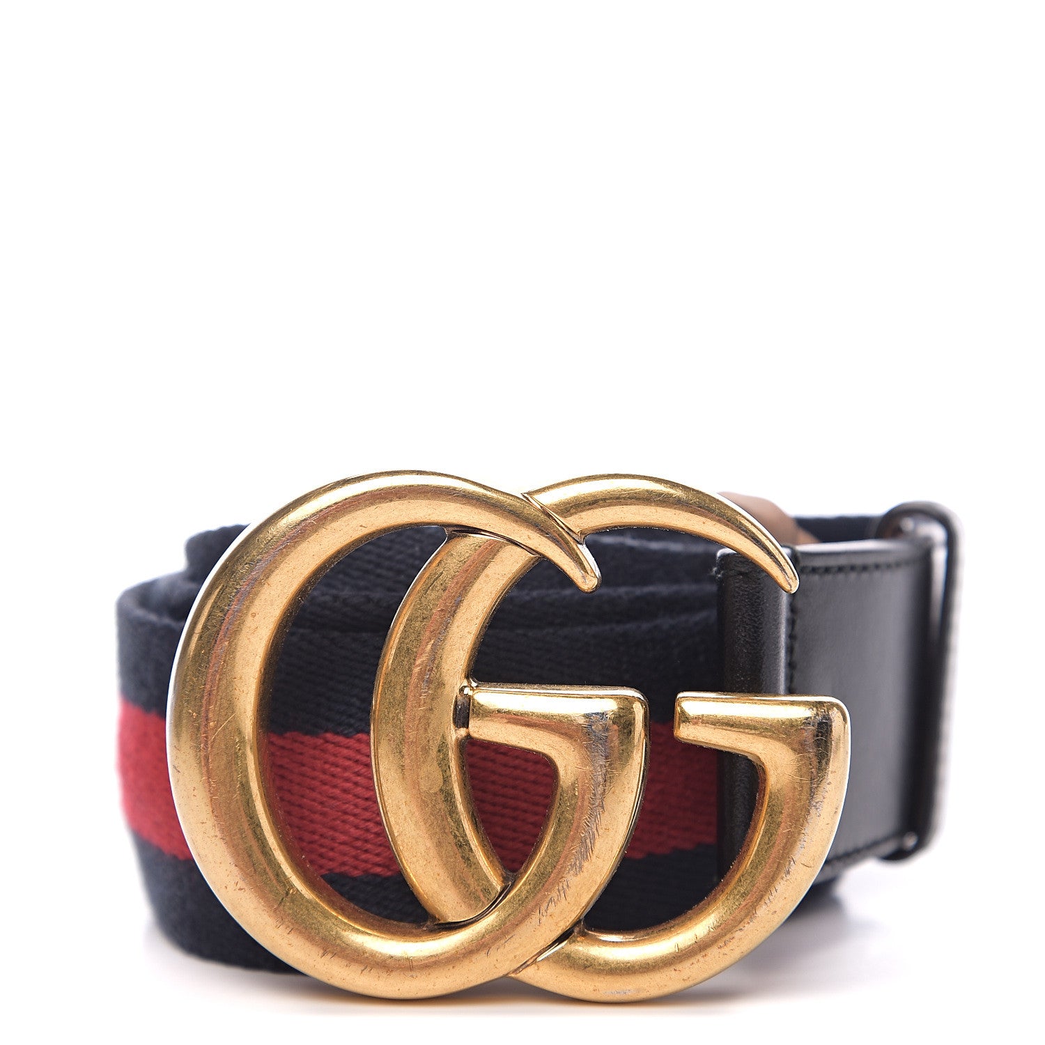 Gucci Nylon Calfskin Double G Web 40mm Belt 110 44 Blue Red Black 1 of 7