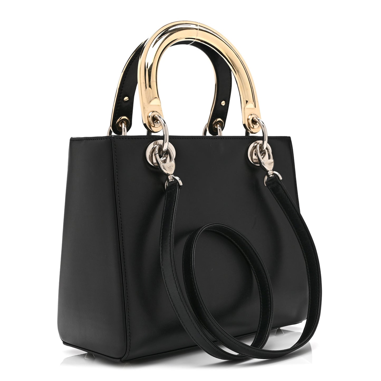 Smooth Calfskin Embroidered Beaded Floral Medium Lady Dior Black