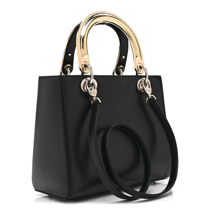 Christian Dior Smooth Calfskin Embroidered Beaded Floral Medium Lady Dior Black 3 of 10