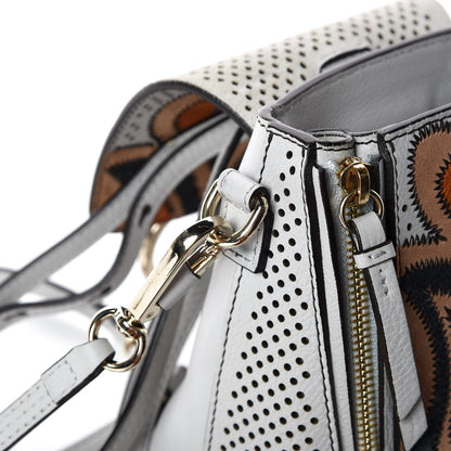 Chloe Calfskin Suede Paisley Patchwork Perforated Mini Faye Backpack Airy Grey 16 of 16