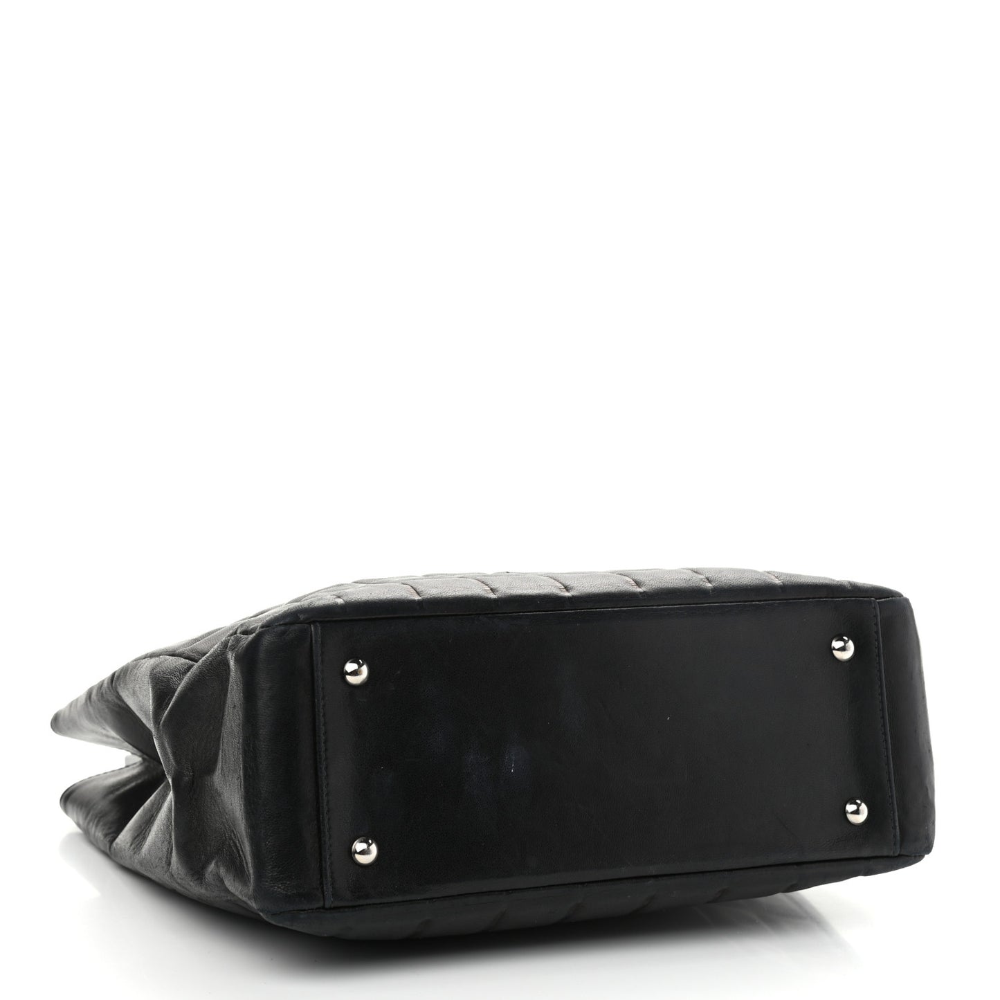 Lambskin Chocolate Bar Quilted Frame Handbag Black