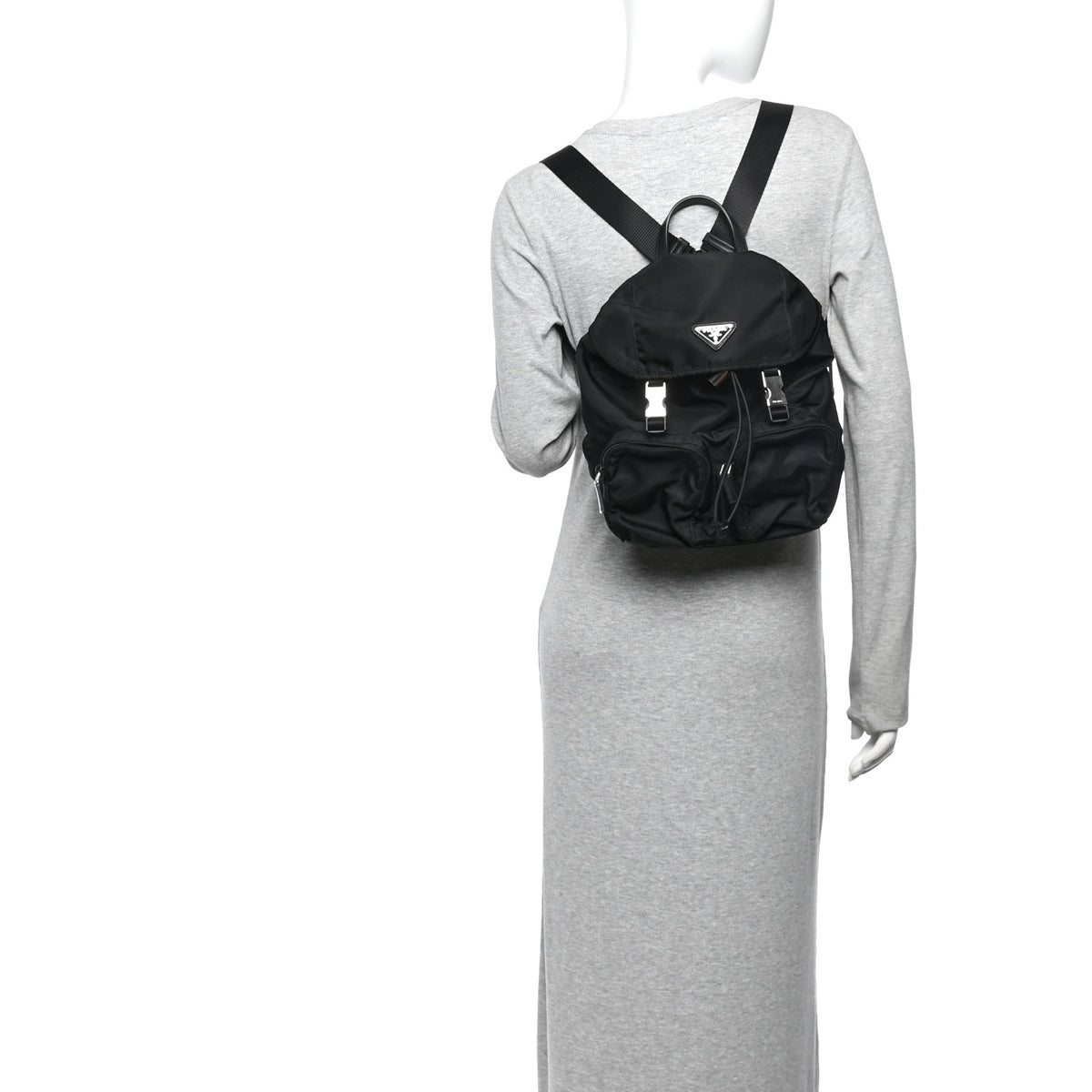 Prada Tessuto Nylon Vela Small Double Buckle Backpack Black 2 of 10