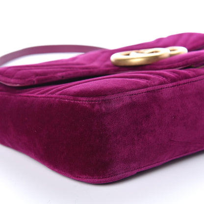 Gucci Velvet Matelasse Medium GG Marmont Shoulder Bag Fuchsia Violet Cyclamen 9 of 10