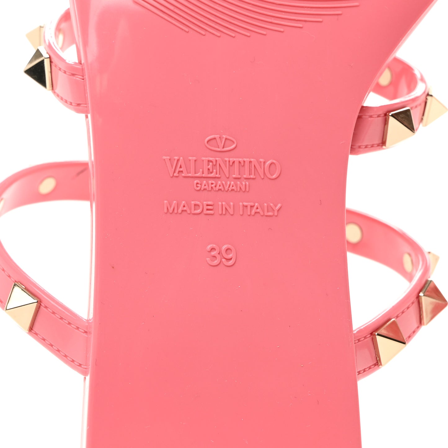 PVC Jelly Rockstud Caged Flat Thong Sandals 39 Dawn Pink