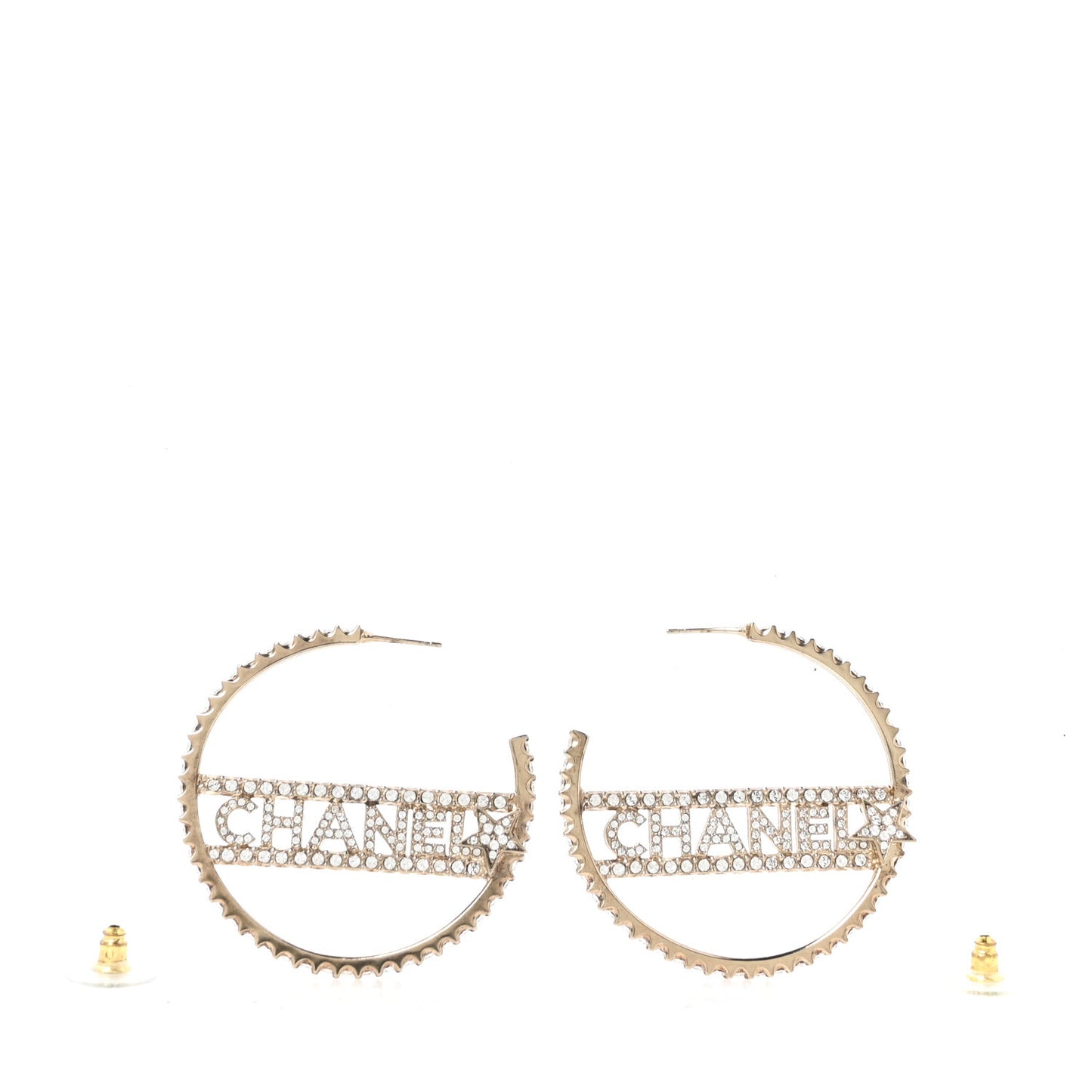 Crystal Logo Hoop Earrings Gold