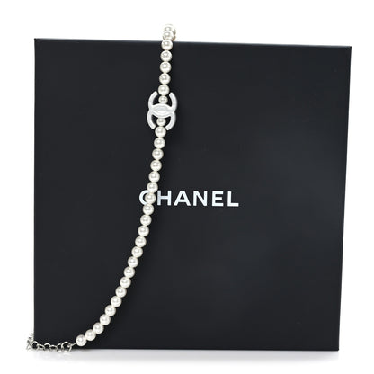Chanel Pearl Resin CC Choker Necklace Pearly White Silver 5 of 5