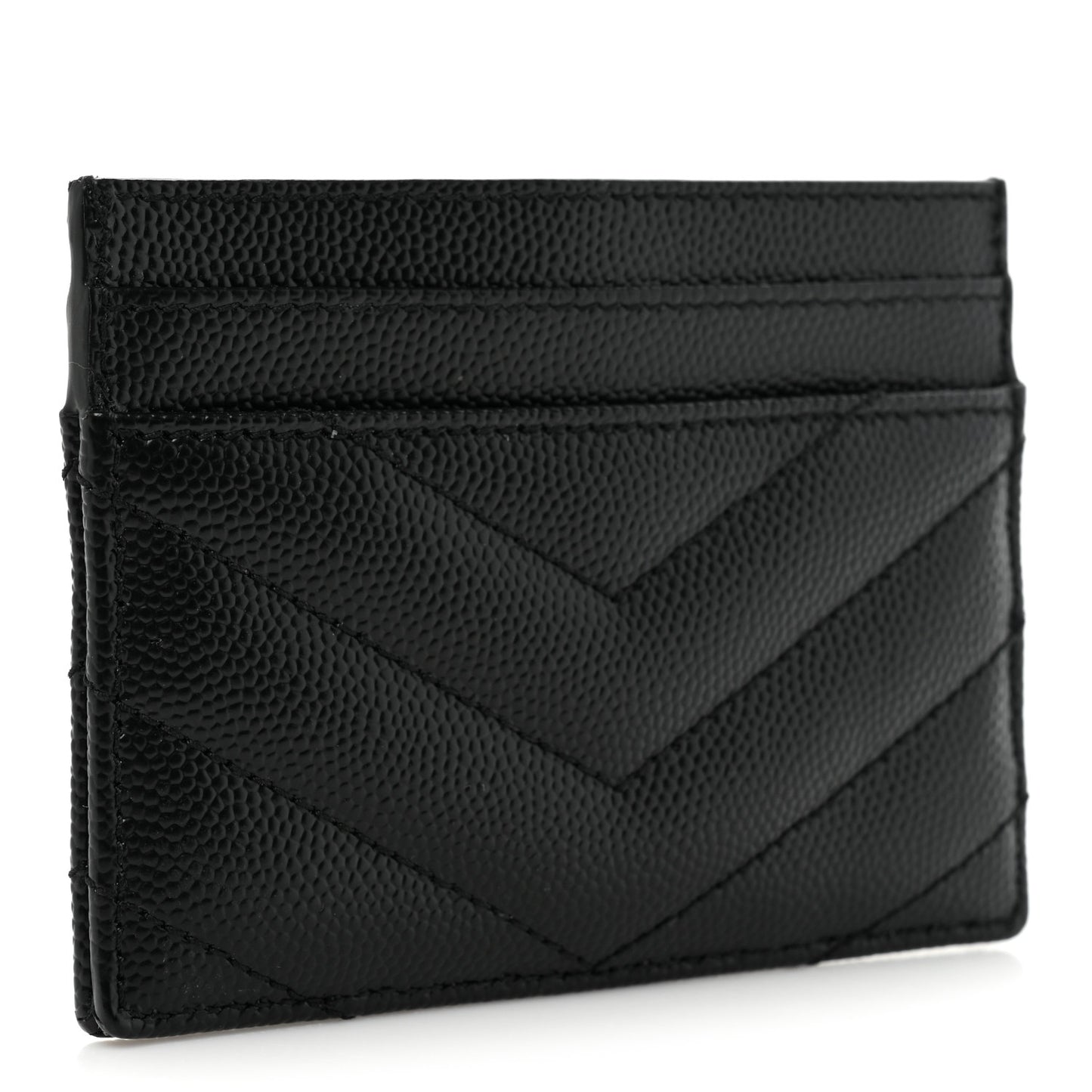 Grain De Poudre Matelasse Chevron Monogram Credit Card Case Black