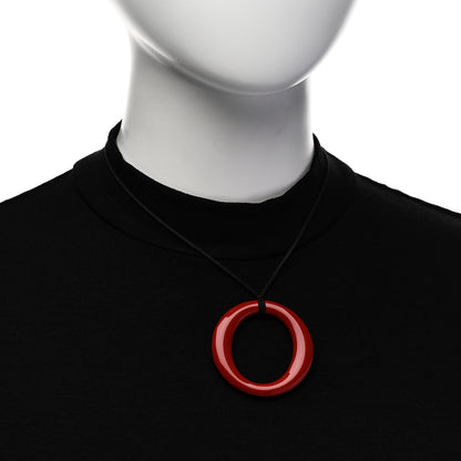 Tiffany Lacquer Hardwood Elsa Peretti Sevillana Pendant Cord Necklace Red 2 of 5