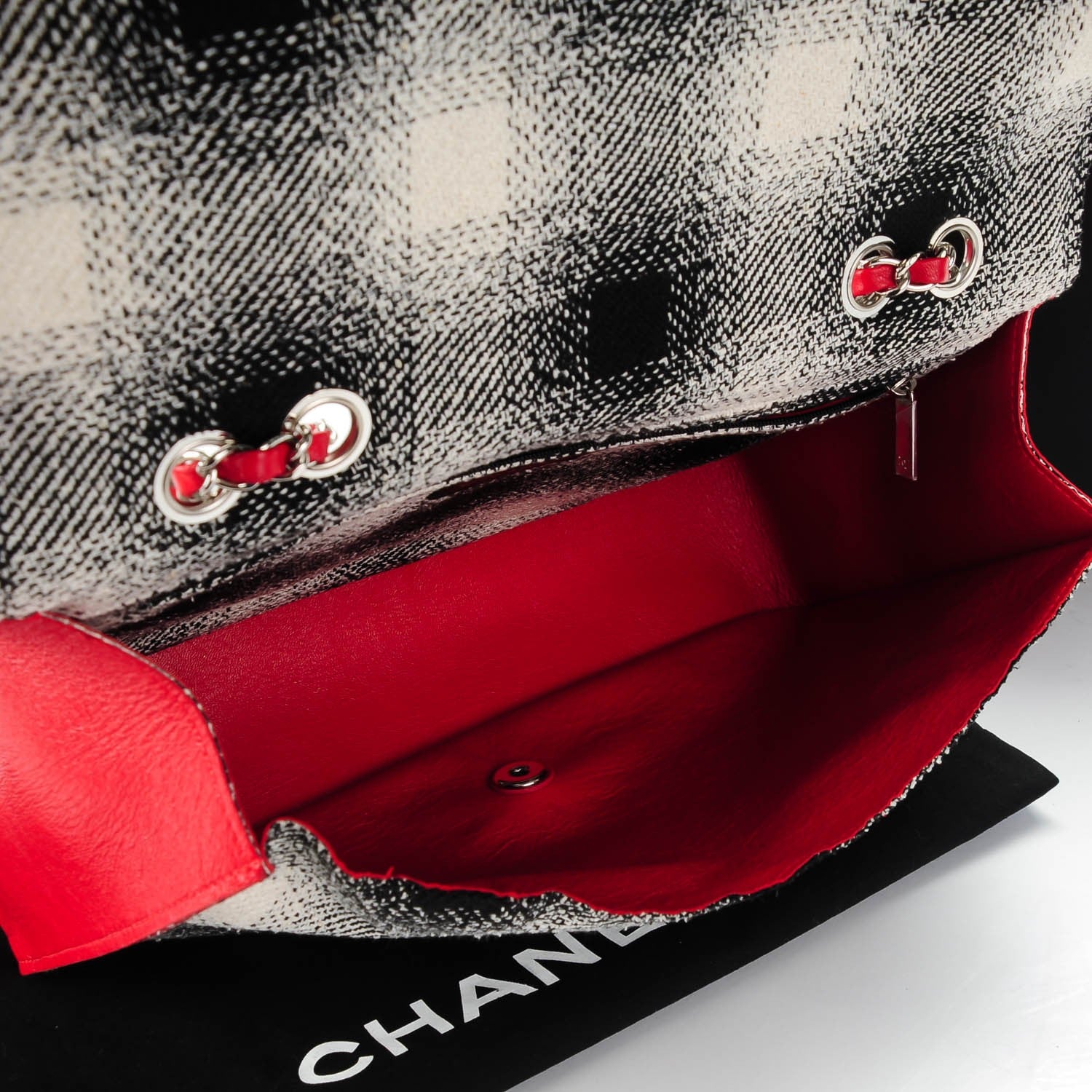 Chanel Tweed Jumbo Single Flap Ecru Red 7 of 9