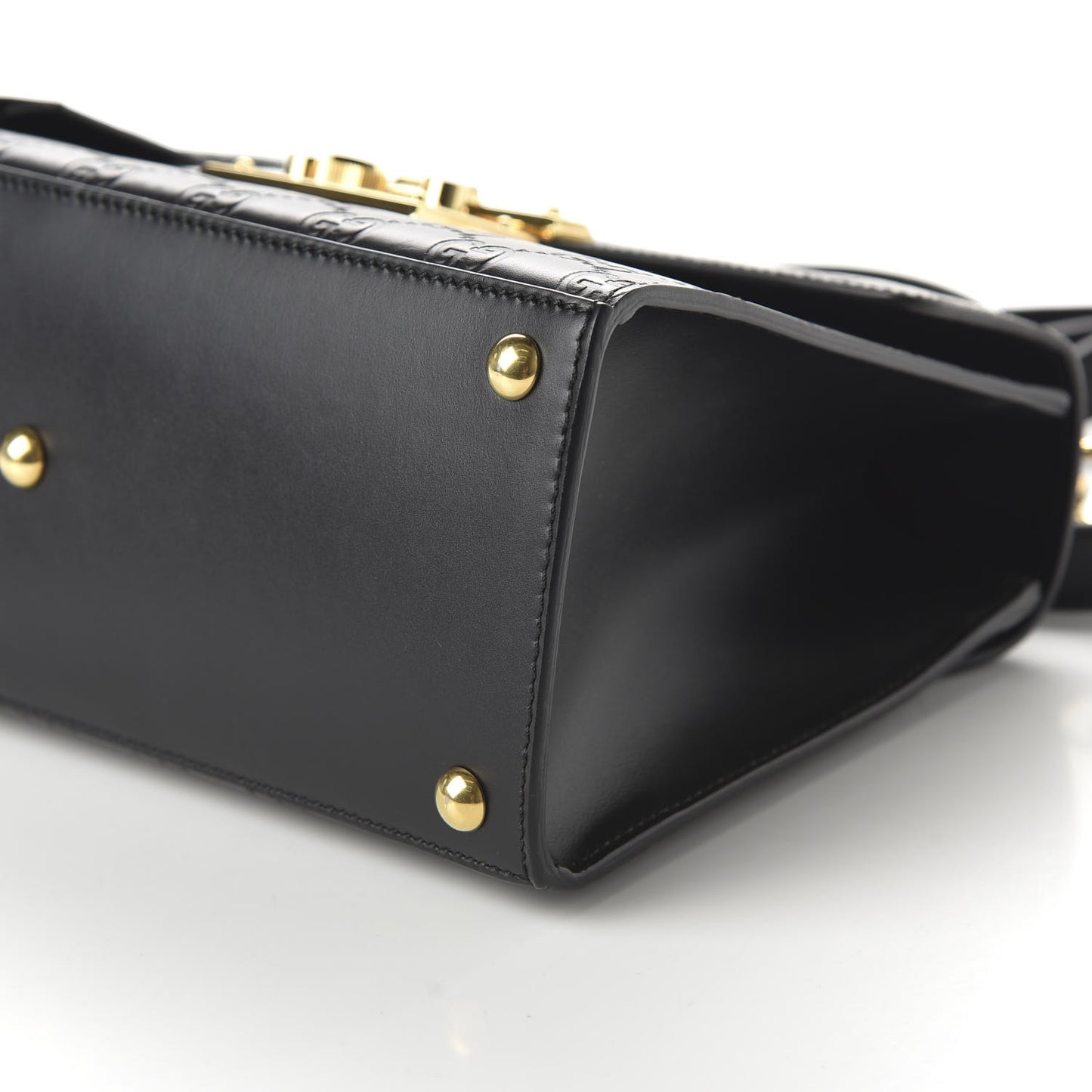 Guccissima Signature Small Padlock Top Handle Bag Black