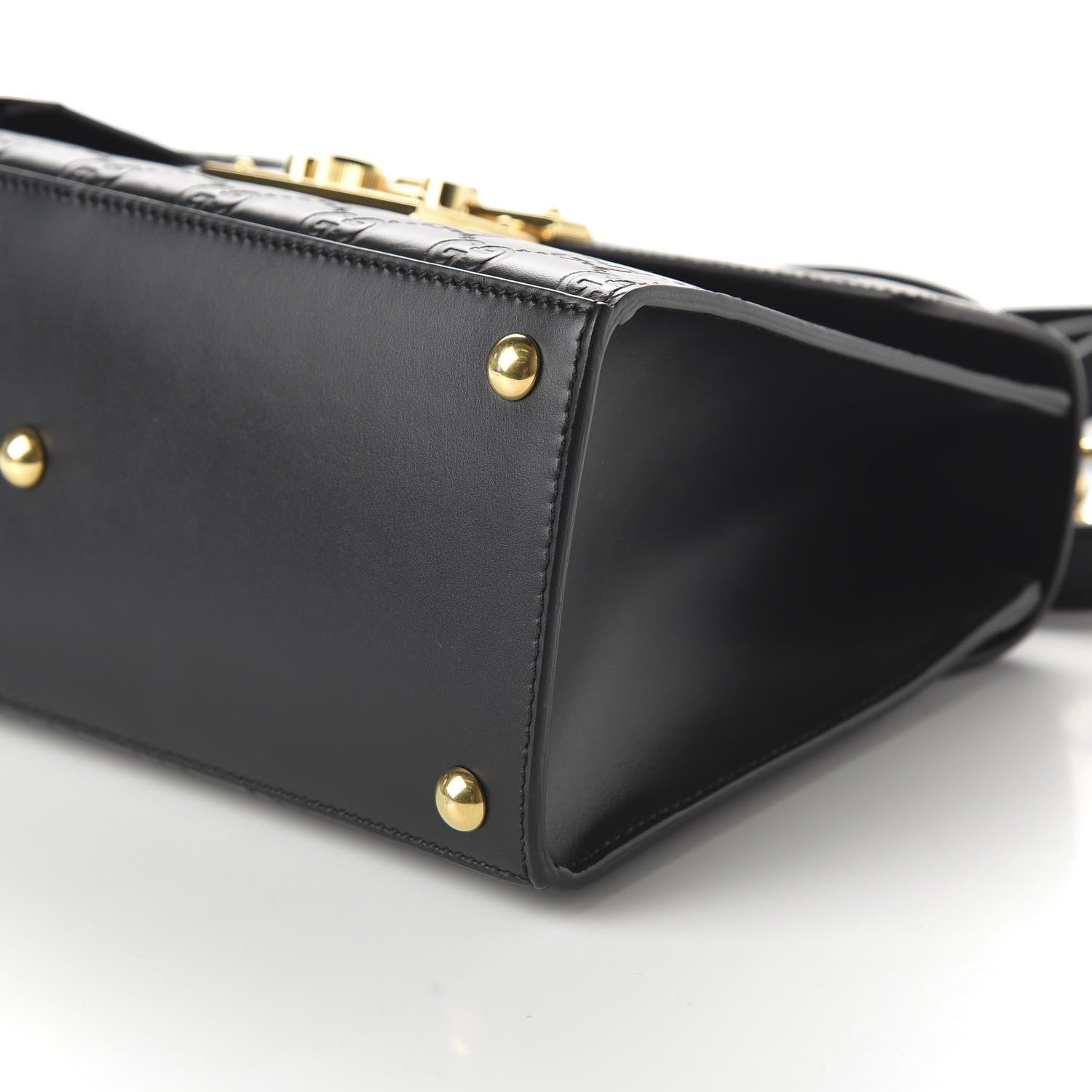 Gucci Guccissima Signature Small Padlock Top Handle Bag Black 8 of 11