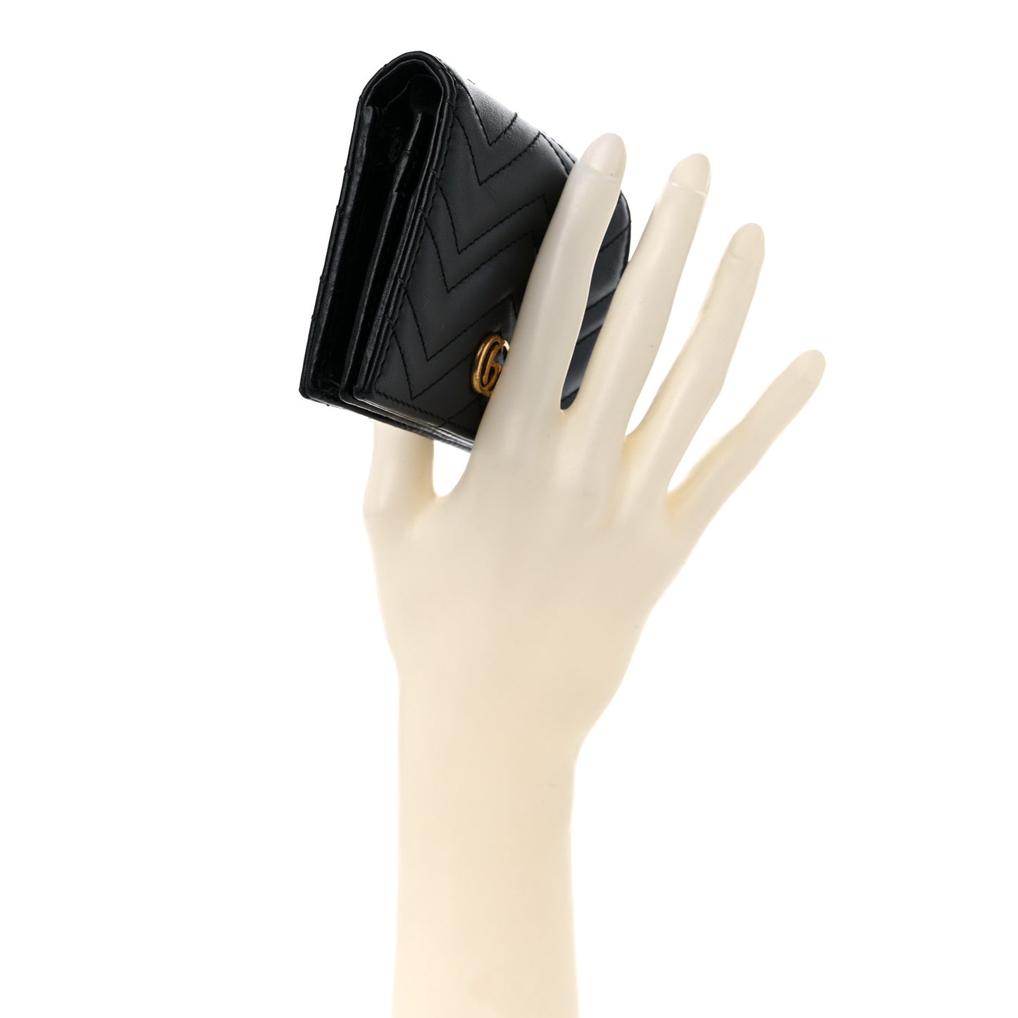 Calfskin Matelasse GG Marmont Card Case Wallet Black