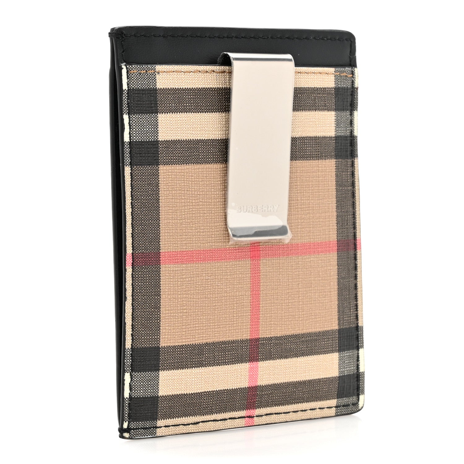 Burberry Vintage Check Money Clip Card Case Archive Beige Black 4 of 8