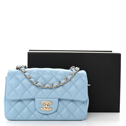 Chanel Lambskin Quilted Mini Rectangular Flap Light Blue 11 of 11