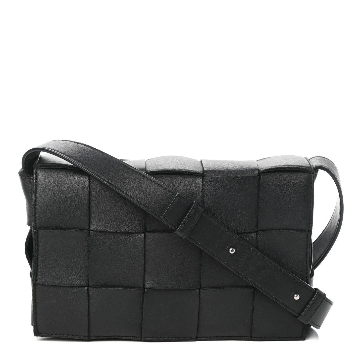 Lambskin Maxi Intrecciato Cassette Crossbody Bag Black