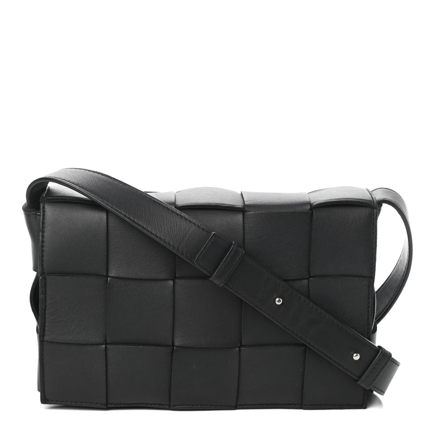 Bottega Veneta Lambskin Maxi Intrecciato Cassette Crossbody Bag Black 1 of 9