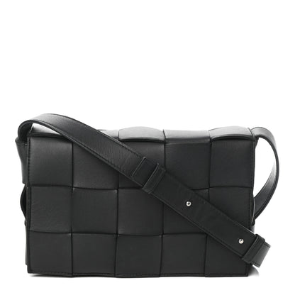 Bottega Veneta Lambskin Maxi Intrecciato Cassette Crossbody Bag Black 1 of 9