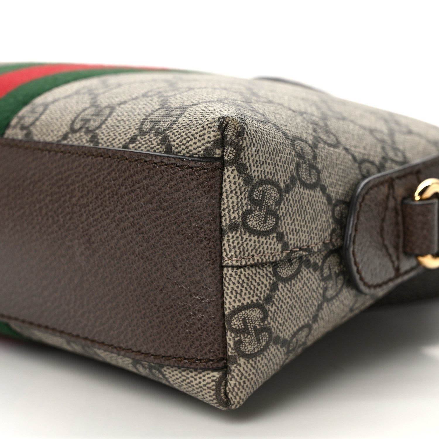 Gucci GG Supreme Monogram Textured Dollar Calfskin Web Small Ophidia Dome Shoulder Bag Beige Ebony New Acero 9 of 9