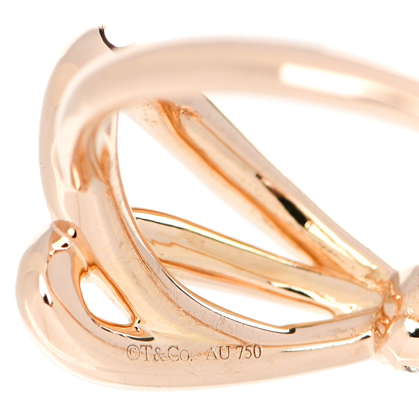 18K Rose Gold Diamond Bow Ring 49 4.75
