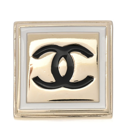 Chanel Metal Enamel CC Square Ring 6.5 53 Black Gold 1 of 4
