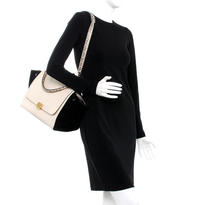 Celine Calfskin Suede Whipsnake Medium Trapeze Black White 2 of 22
