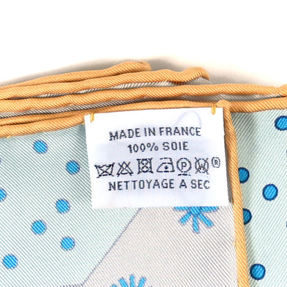 Hermes Silk Twill Le Premier Chant Scarf 90 Aqua Vert Grenadine 4 of 4