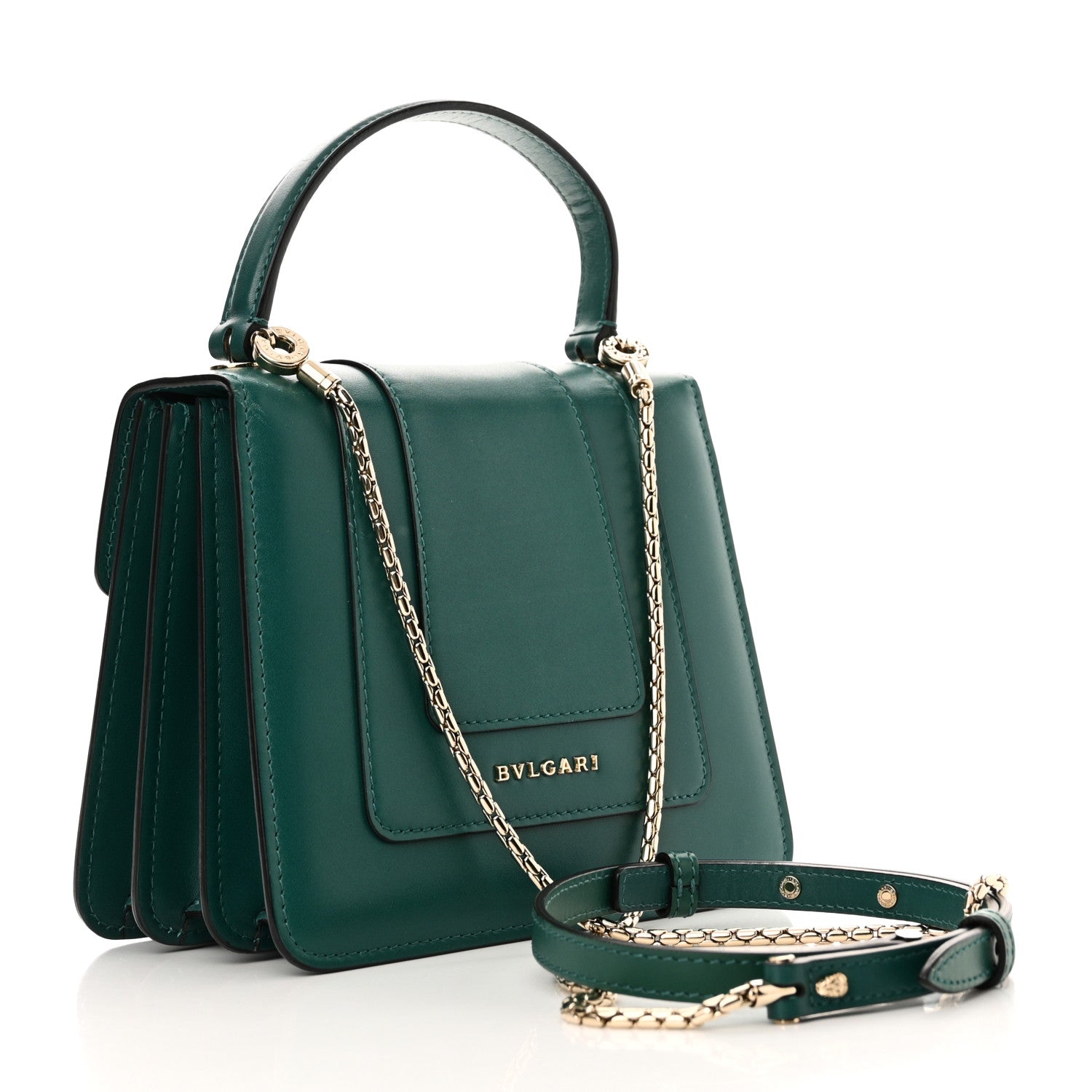 Bulgari Calfskin Serpenti Forever Top Handle Emerald Green 4 of 10