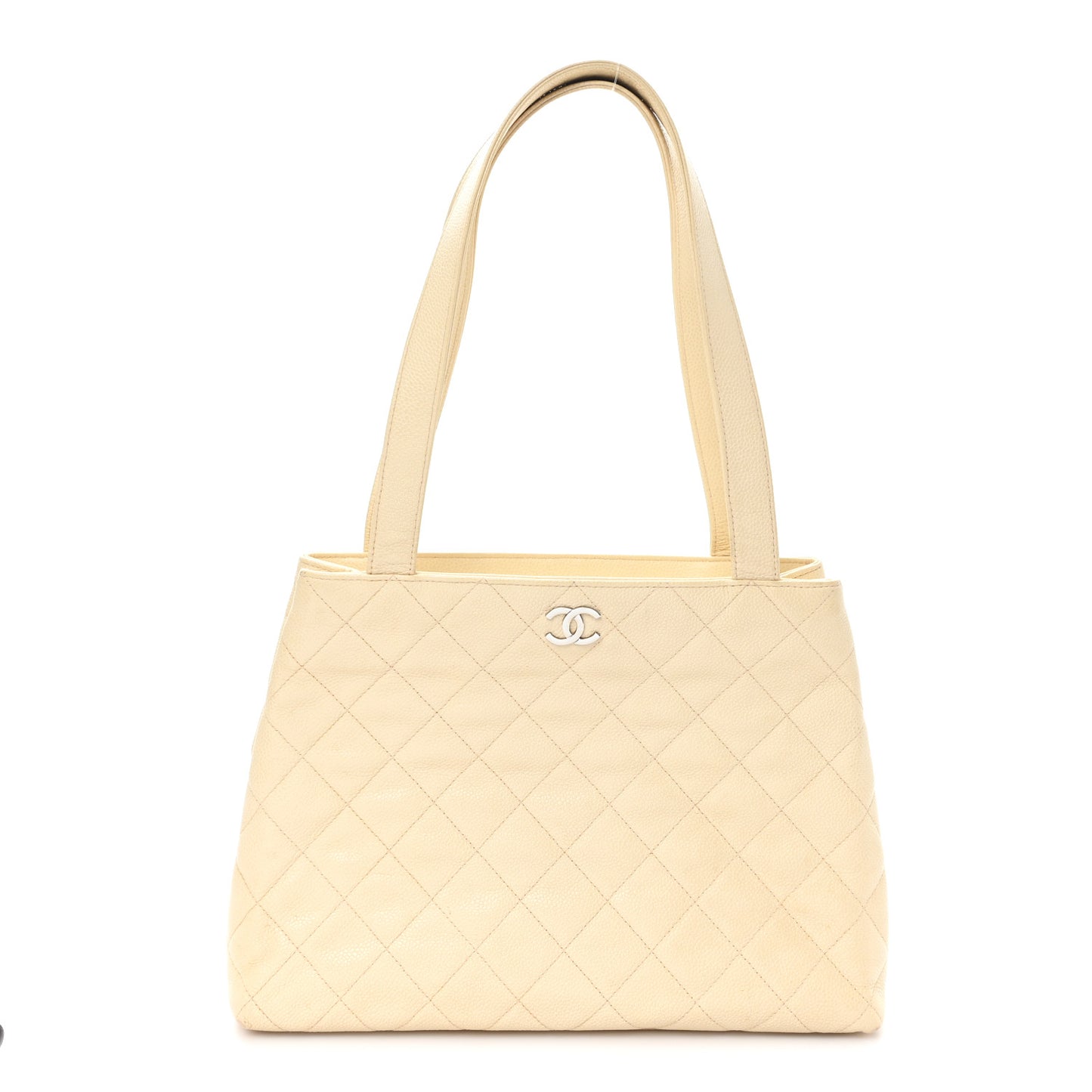 Caviar Quilted CC Shoulder Bag Beige