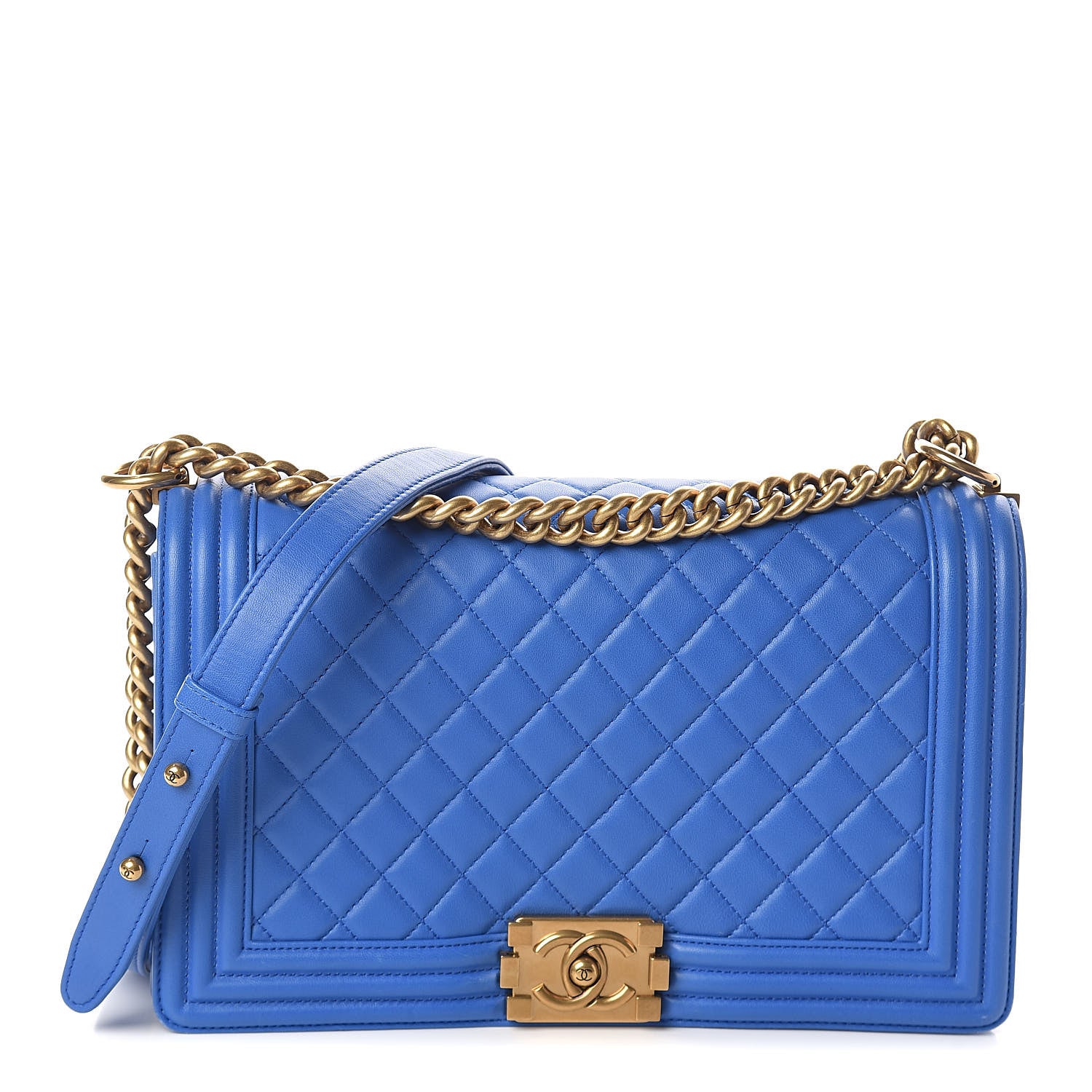 Chanel Lambskin Quilted New Medium Boy Flap Blue 1 of 10