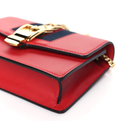 Gucci Calfskin Super Mini Sylvie Chain Shoulder Bag Hibiscus Red 10 of 13