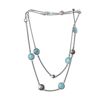 John Hardy Sterling Silver Blue Dot Disc Station Necklace 3 of 5