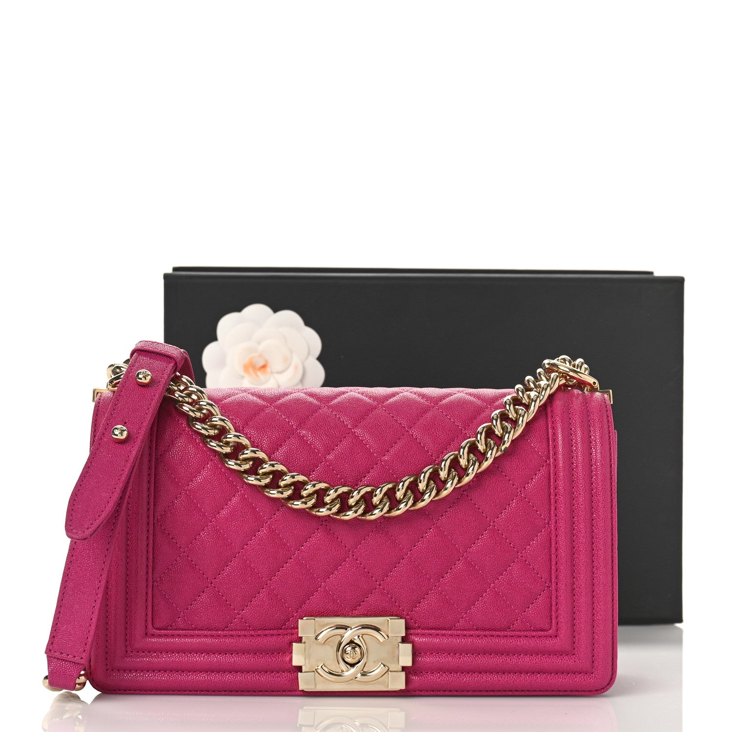 Chanel Caviar Quilted Medium Boy Flap Fuchsia 12 of 12
