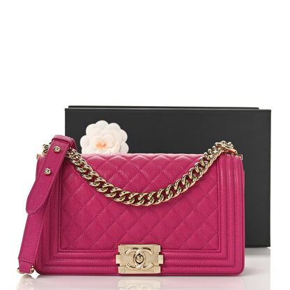 Chanel Caviar Quilted Medium Boy Flap Fuchsia 12 of 12