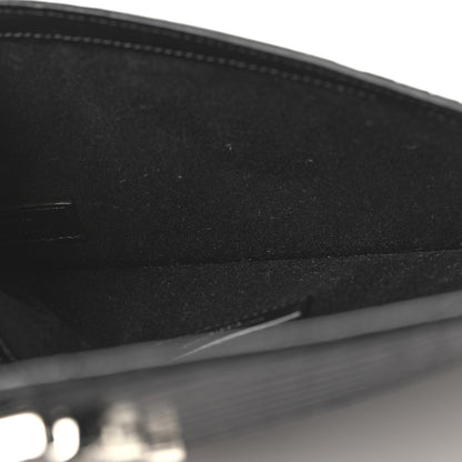 Saint Laurent Calfskin Crocodile Embossed Uptown Monogram Clutch Black 5 of 7
