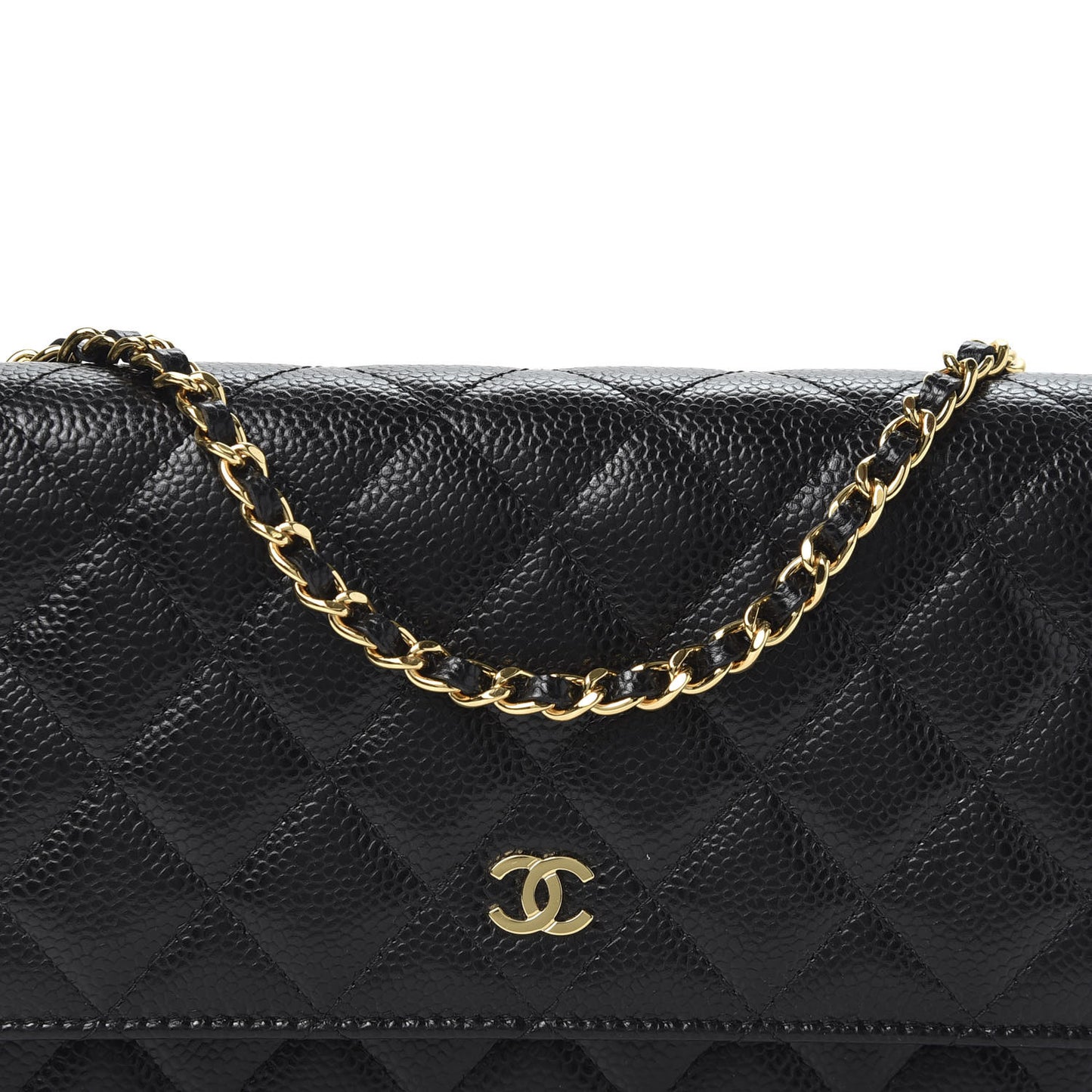 Caviar Quilted Wallet On Chain WOC Black