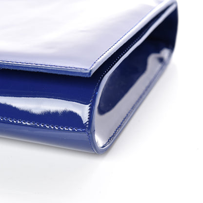 Saint Laurent Patent Calfskin Monogram Large Belle De Jour Clutch Royal Blue 6 of 9