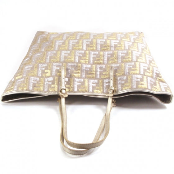 Fendi Zucchino Shopper Metallic Gold Tan 5 of 12