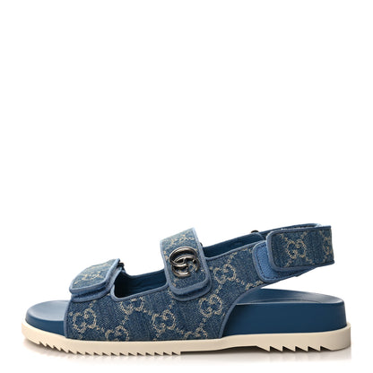 Gucci Monogram Denim Double G Womens Dad Sandals 39 Light Blue 1 of 9