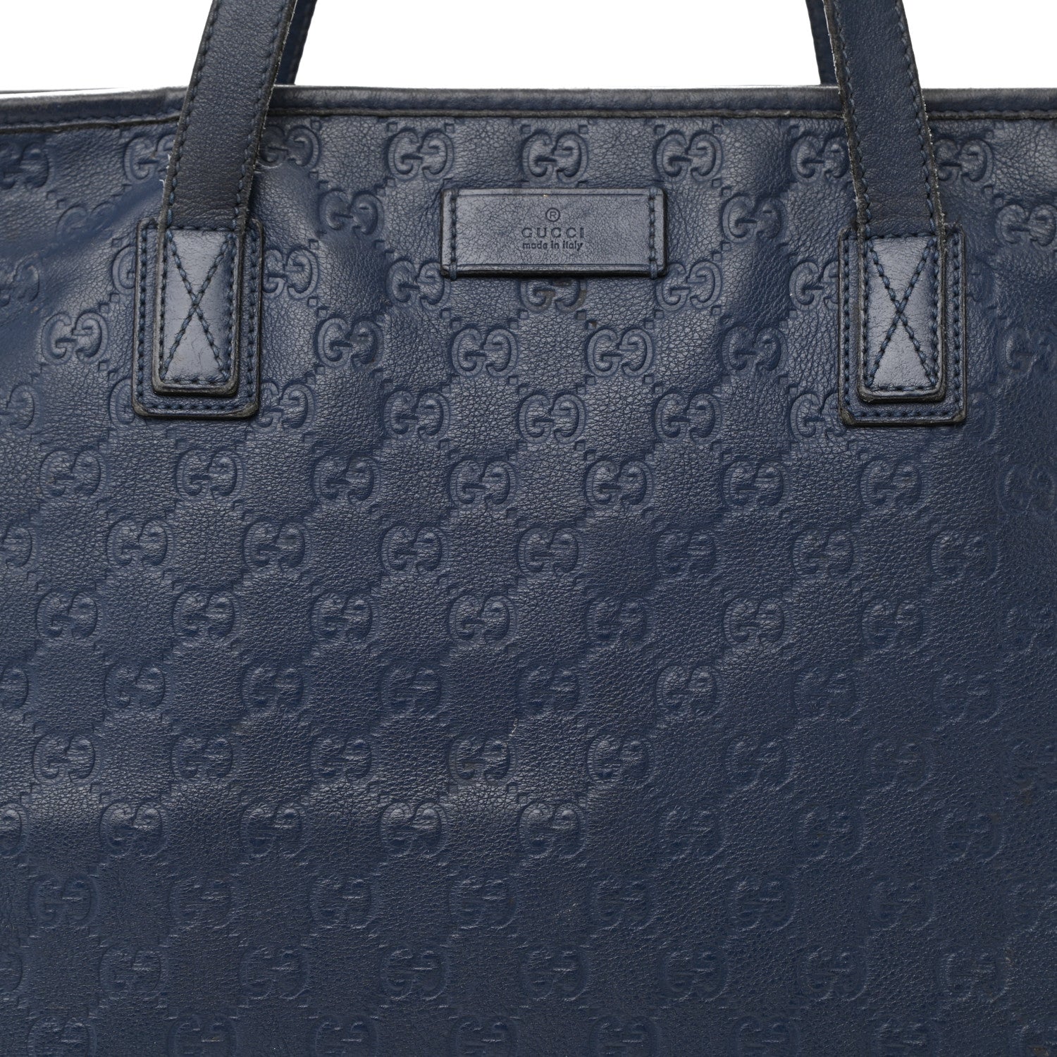Gucci Guccissima Medium Zippered Shopping Tote Blue 11 of 14