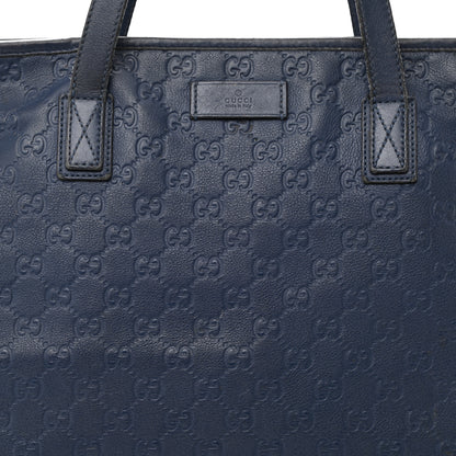 Gucci Guccissima Medium Zippered Shopping Tote Blue 11 of 14
