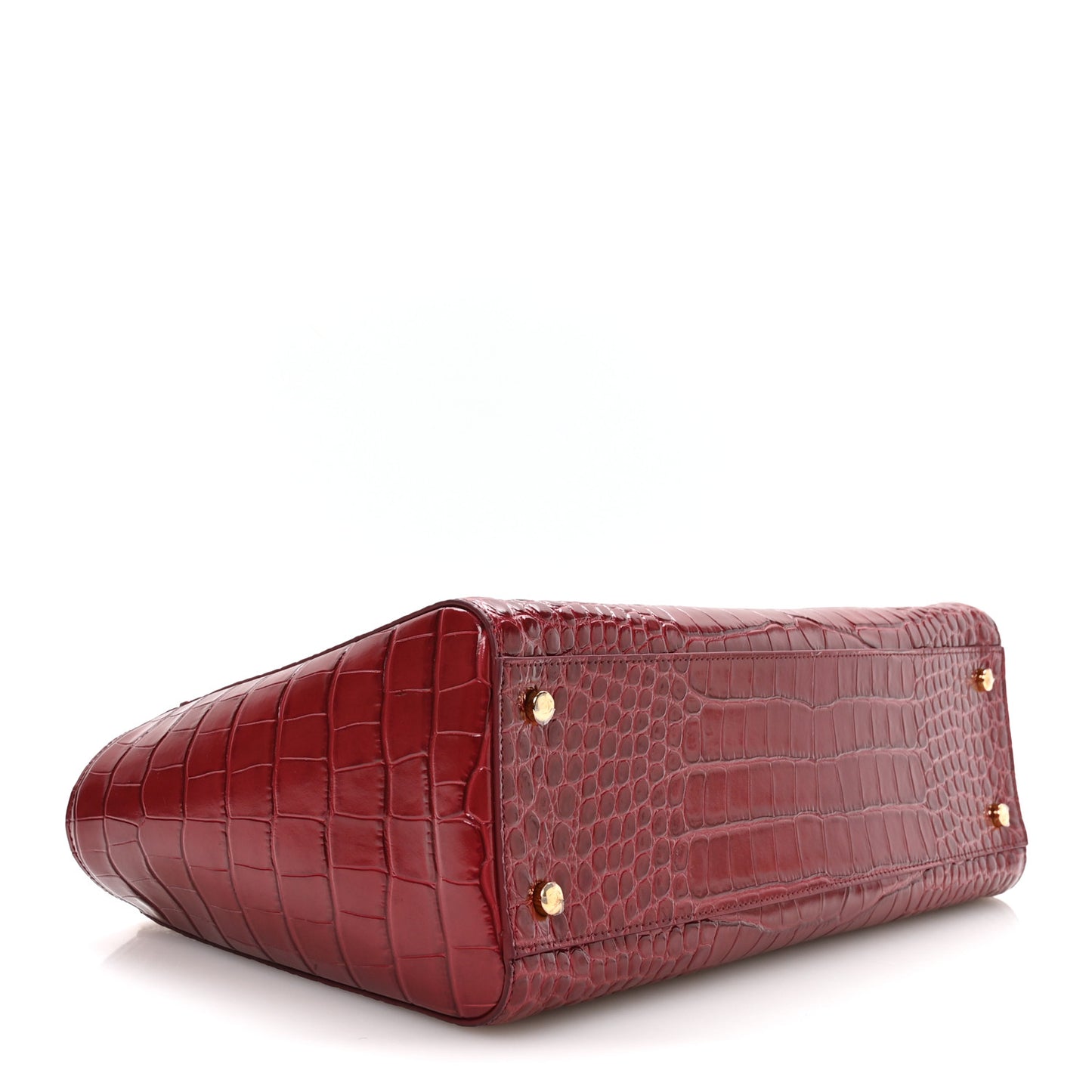 Calfskin Crocodile Embossed Archetype Small Shopping Tote Burgundy