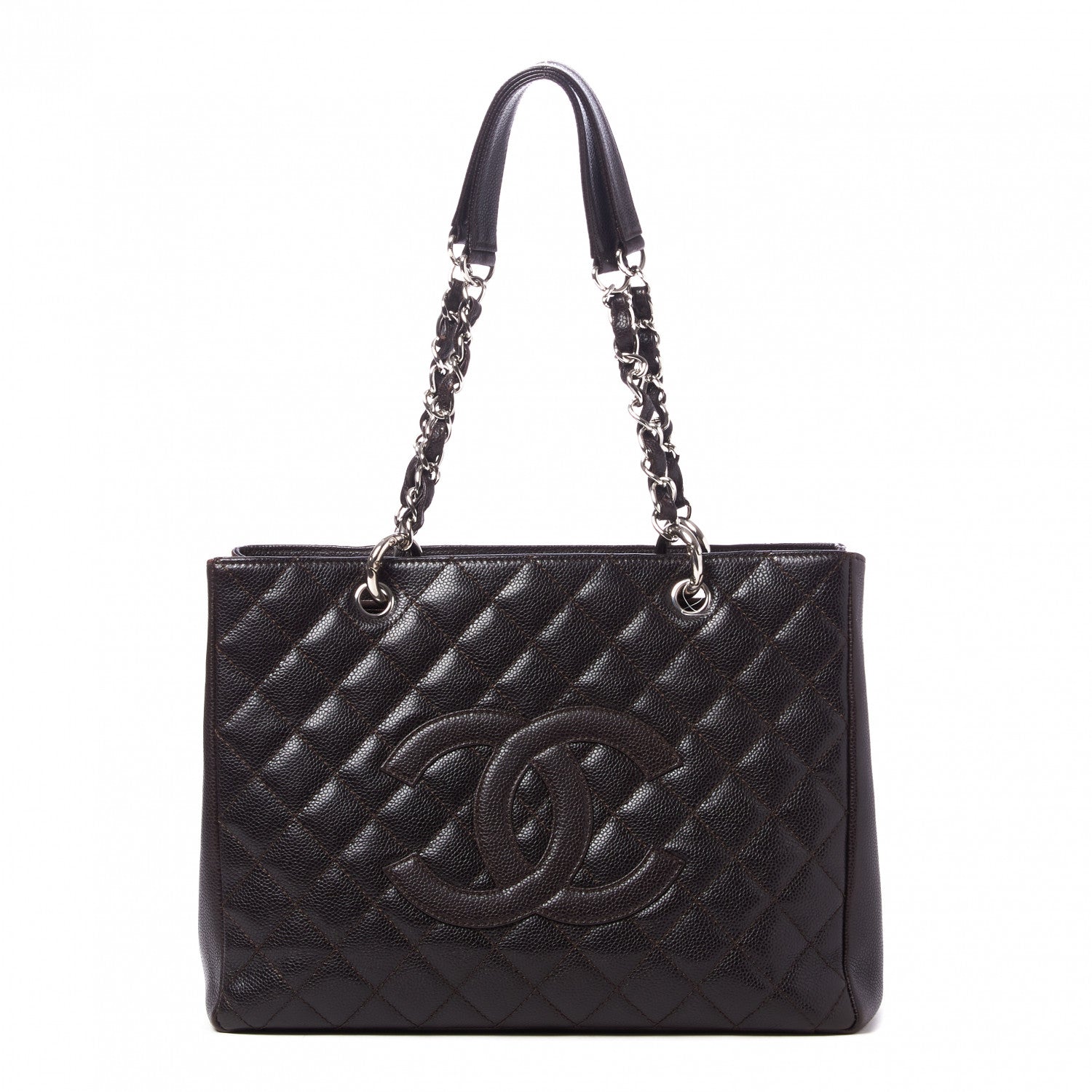 Chanel Caviar Quilted Grand Shopping Tote GST Dark Brown 1 of 9