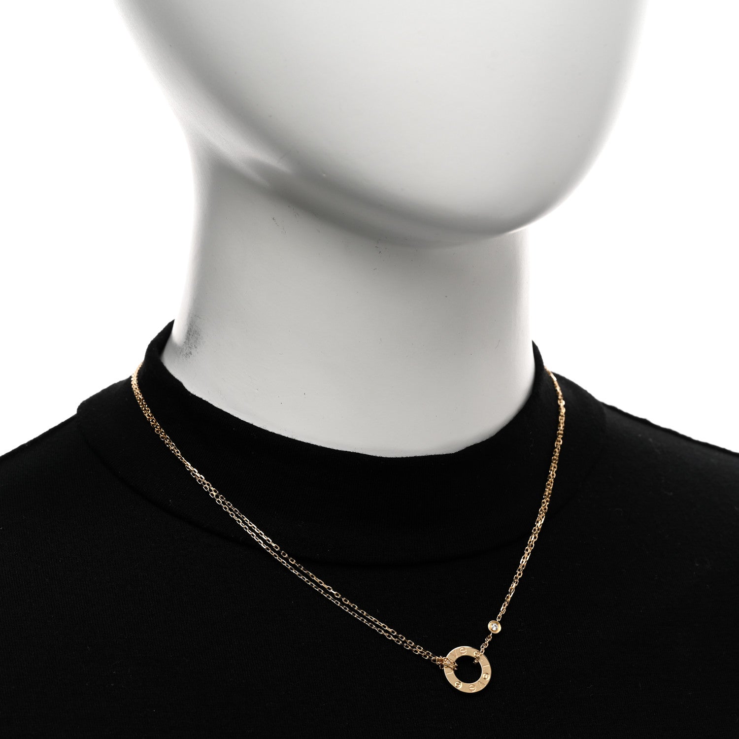 Cartier 18K Yellow Gold 2 Diamond LOVE Necklace 2 of 5