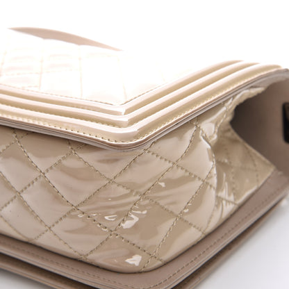 Chanel Patent Chevron Medium Boy Flap Beige 14 of 16