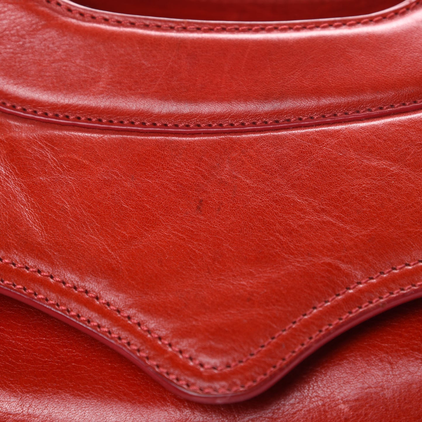 Shiny Calfskin Satchel Red